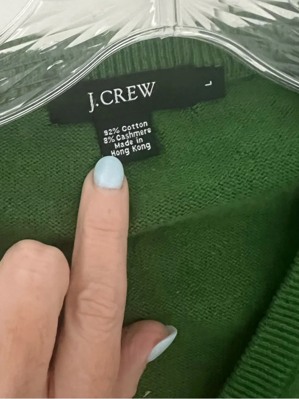 J. Crew Men's Green V-Neck Sweater Cashmere Blend Large